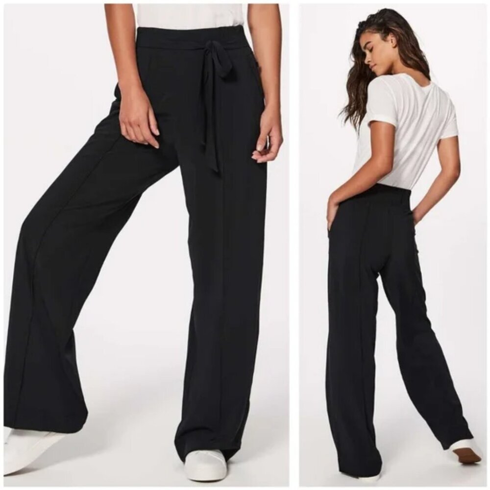 lululemon athletica Black Wide Leg Tie-Waist Pants